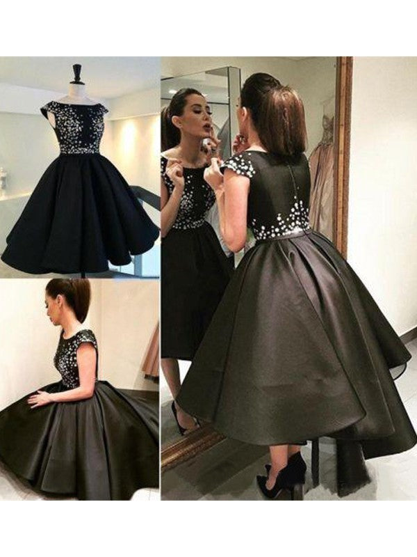 Wholesale A-Line/Princess Sleeveless Scoop Sequin Satin Short/Mini Dresses